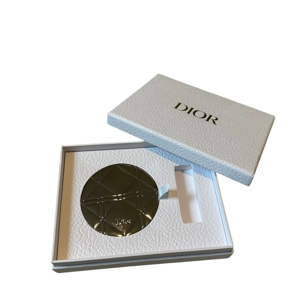 DIOR Silver Cannage Pocket Mirror